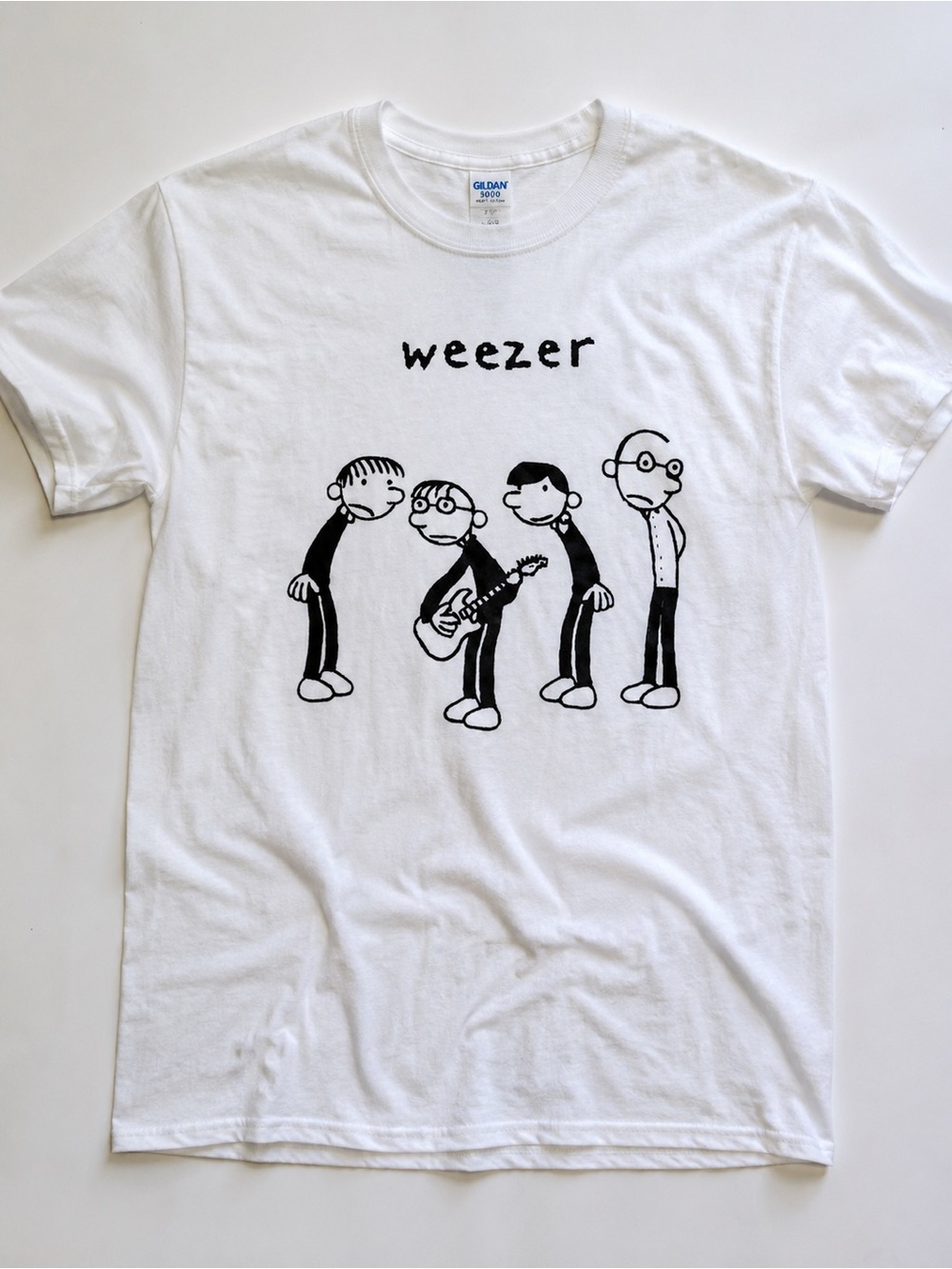 Gildan White Weezer Cartoon Graphic Tee UNISEX SIZE L